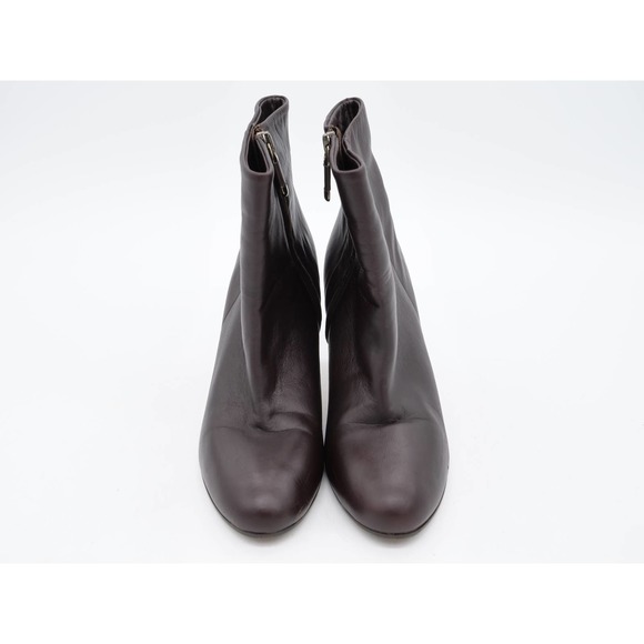 Marchez Vous Booties Womens 7.5 Brown Leather Cone Heel Zipper Ankle Boots - Picture 7 of 13